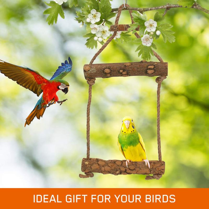 Yideng Bird Stand Toy, Natural Wooden Bird Swing Toys with Hanging Hook Durable Bird Parrot Swing Relaxing Place for Bird Wooden Bird Swings, Bird Hammock Swing Toy for Small Chicken Parrot Training - PawsPlanet Australia