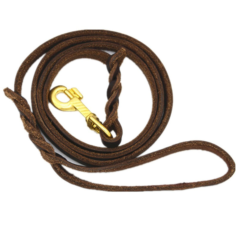 [Australia] - YOUYIXUN Full Grain Leather Dog Leash-Genuine Leather-Dog Leashes for Large Meduim Small Dogs-Black Brown 1/2inx5.0ft 