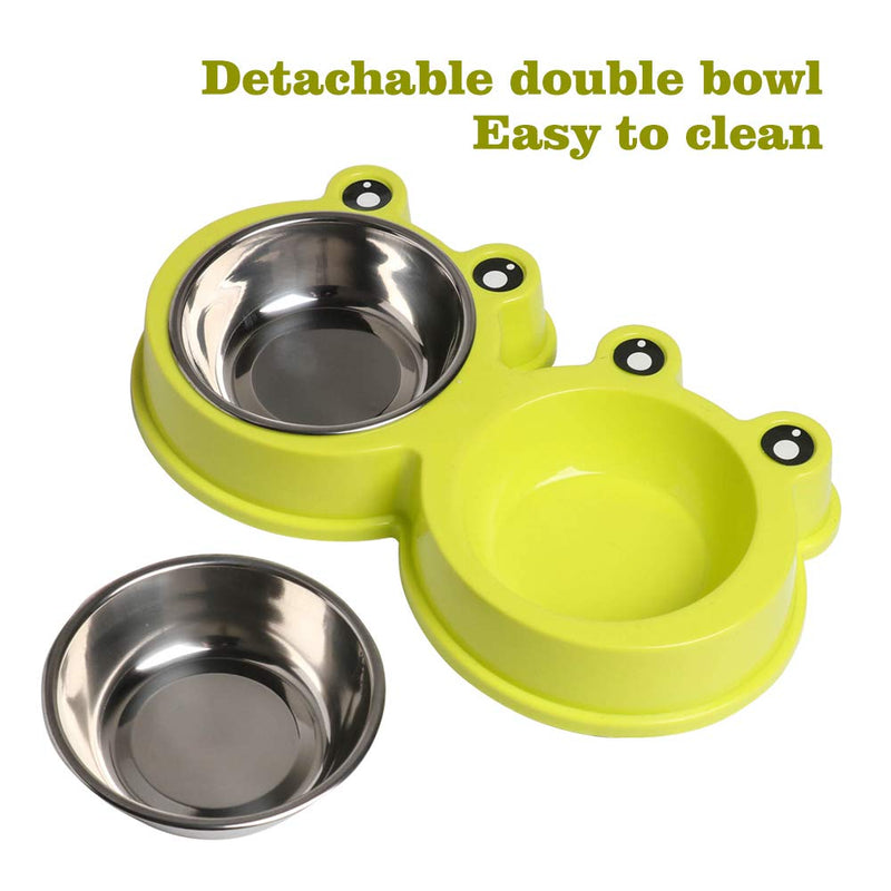 Double Dog Cat Bowls Premium Stainless Steel Pet Bowls with No-Slip Stainless Steel Cute Modeling Pet Food Water for Feeder Dogs Cats Rabbit and Pets 3.Green Tea - PawsPlanet Australia