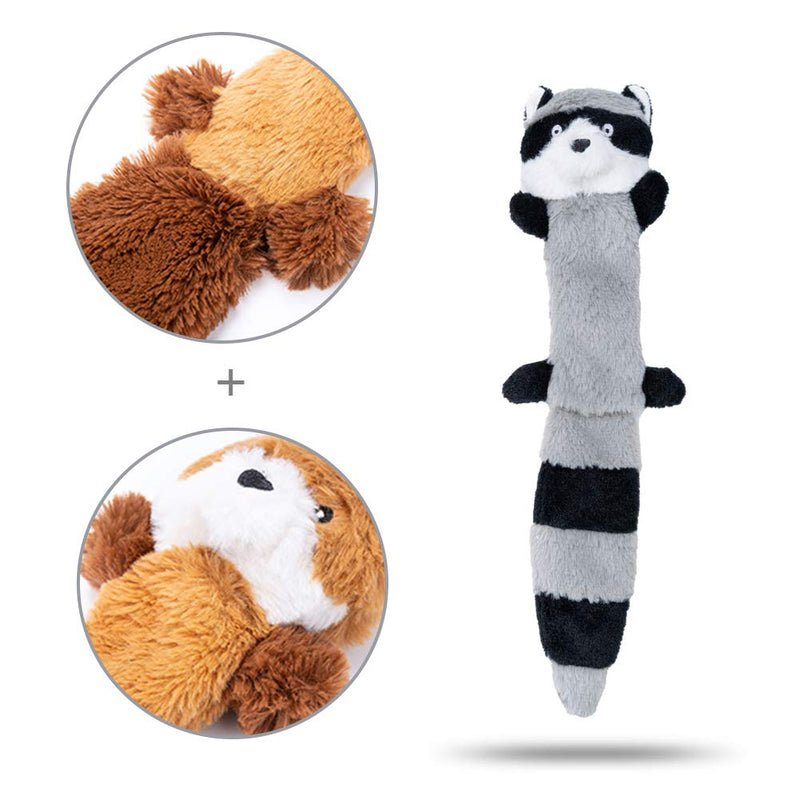 JOYELF Squeaky Dog Toy Stuffingless Plush Dog Chew Toy for Puppy Dogs, Interactive Non Toxic Chase Fetch Dog Toys with Squeakers, 2 Pack Animals - Fox and Raccoon Fox&Raccoon - PawsPlanet Australia
