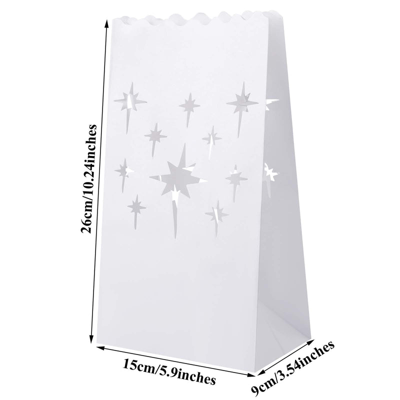 ANECO 48 Pieces Stars Design Luminary Bags White Paper Lantern Bags Flame Resistant Candle Bags Tealight Holders Luminary Bags for Christmas, Wedding, Reception, Party Decoration - PawsPlanet Australia