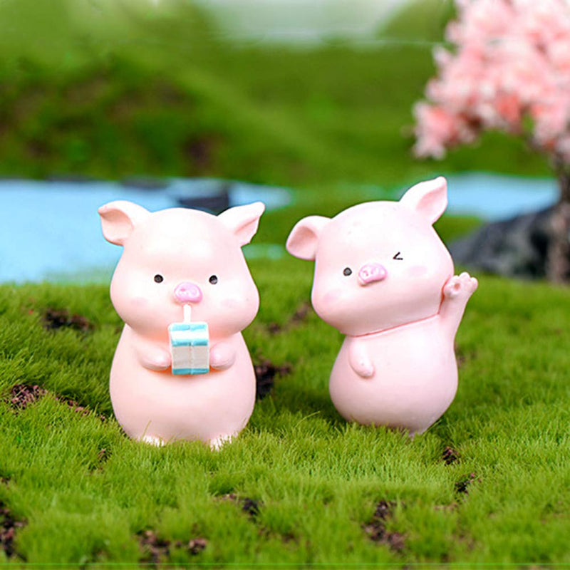 12 Pcs Pink Pig Figure Animal Toys Set Cake Topper, Micro Landscape Decor Fairy Garden Miniature Piggy Figurines Collection Playset for Christmas Birthday Gift Desk Decorations - PawsPlanet Australia