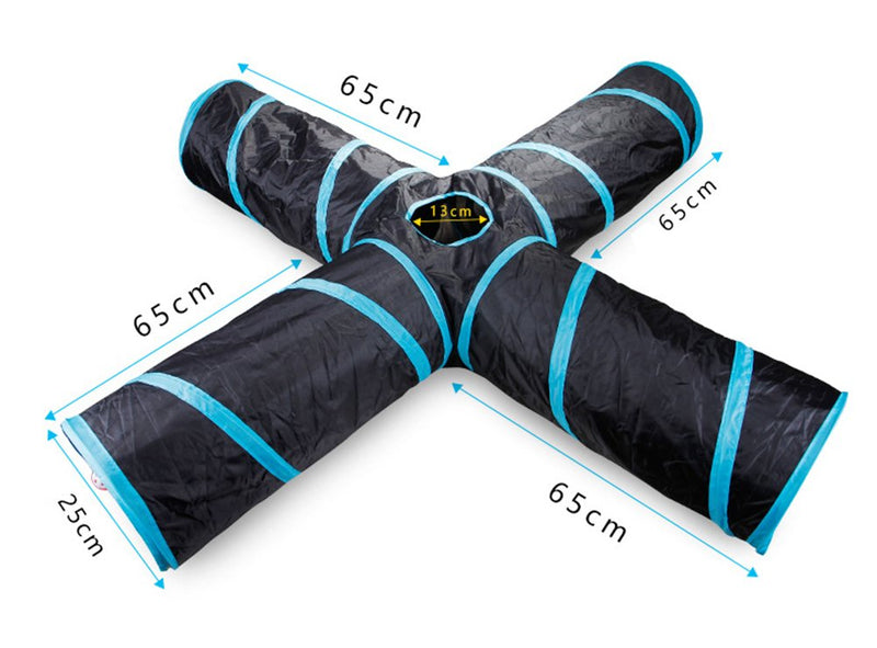 beststar 4 Way Cat Tunnel, Large indoor outdoor Collapsible Pet Toy Crinkle Tunnel Tube with Storage Bag for Cat, Dog, Puppy, Kitty, Kitten, Rabbit #81266 - PawsPlanet Australia