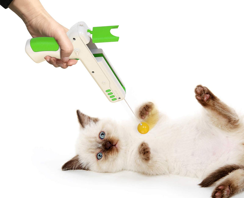 Cat Toys Interactive Feather Ball Balance Gun green - PawsPlanet Australia
