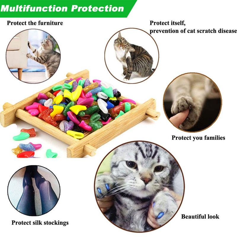 VICTHY 100pcs Cat Nail Caps, Colorful Pet Cat Soft Claws Nail Covers for Cat Claws with Glue and Applicators, 10 Colors/Set Large - PawsPlanet Australia