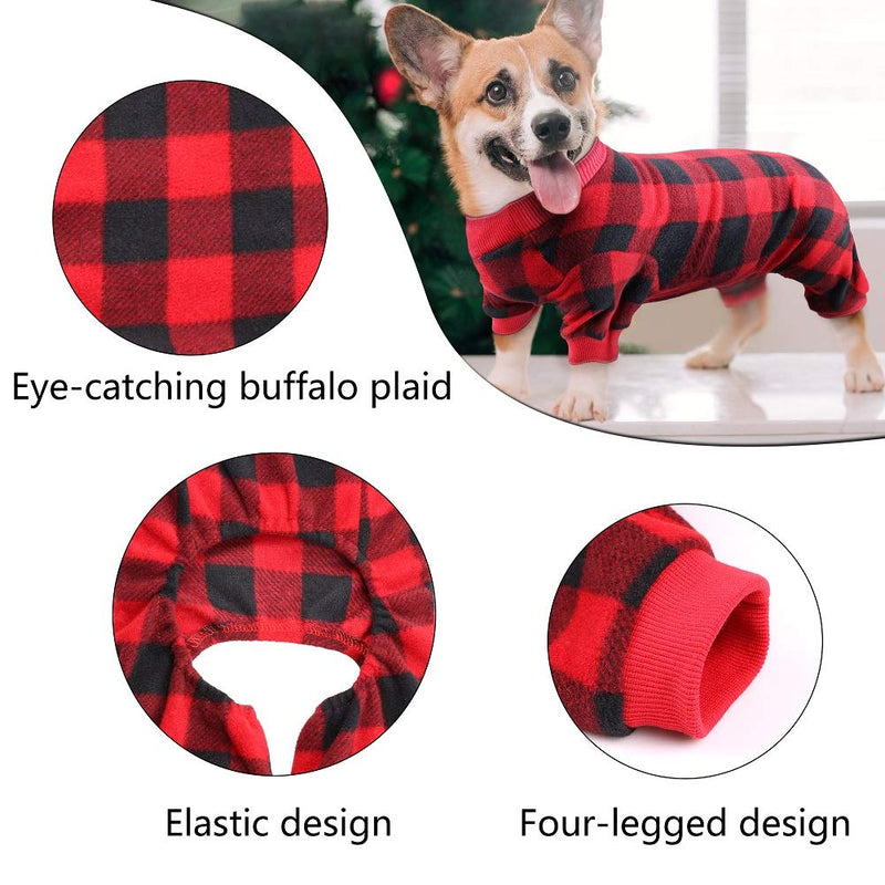 Mtliepte Red Plaid Dog Pajamas Soft Flannel Pjs for Dog Pet Clothes Warm and Cozy Medium - PawsPlanet Australia