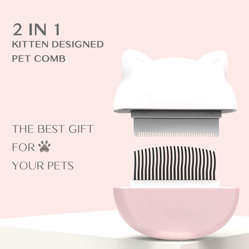 X-Bay 2 in 1 Cat Comb Dog Grooming Brush for Long and Short Haired Dogs & Cats, Hair Removal Shedding Cleaning Massage Combs Pet Hair Brushes Dematting Tools Grooming Kit for Kitten/Puppy/Pets Gray - PawsPlanet Australia