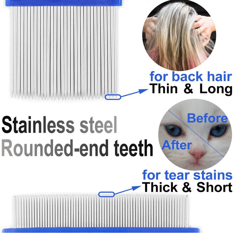6 Pcs Cat Dog Flea Comb, Pet Tear Stain Remover Comb Set, Pet Dog Cat Grooming Comb, Flea Tear Stain Remover Comb, Metal Tooth Removal Combs for Effective Against Fleas as picture show - PawsPlanet Australia