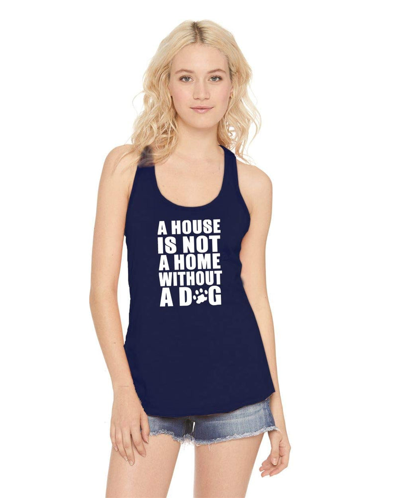 [Australia] - Comical Shirt Ladies House Not Home Without Dog Racerback Medium Midnight Navy 