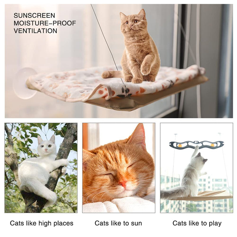 mihealpet Cat Window Perch Windows Hammock Sun Seat for Space Saving Mounted Kitty Bed for Small to Large Cats (Beige Premium Set) - PawsPlanet Australia