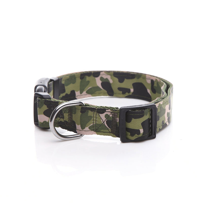 [Australia] - Durable Nylon Camouflage Adjustable Dog Collar, 1 Inch Wide, for Large Medium Dogs Green 