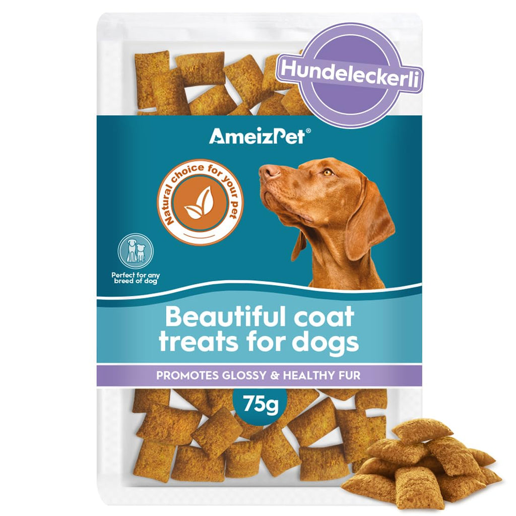 AmeizPet Dry Food Tasty Dog Biscuits, Dog Skin and Coat Care Supplements, Pet Skin and Coat Snacks for Puppies and Senior Dogs 75g (2.6 oz) Beautiful Coat - PawsPlanet Australia
