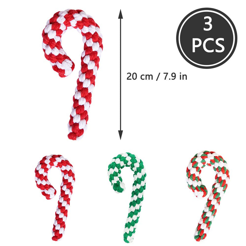 Lircentoud Pack of 3 dog toy rope, dog chew toy Christmas, dog toy Christmas, dog chew toy rope, pet toy Christmas, candy cane toy pet 3 pieces, style 1 - PawsPlanet Australia