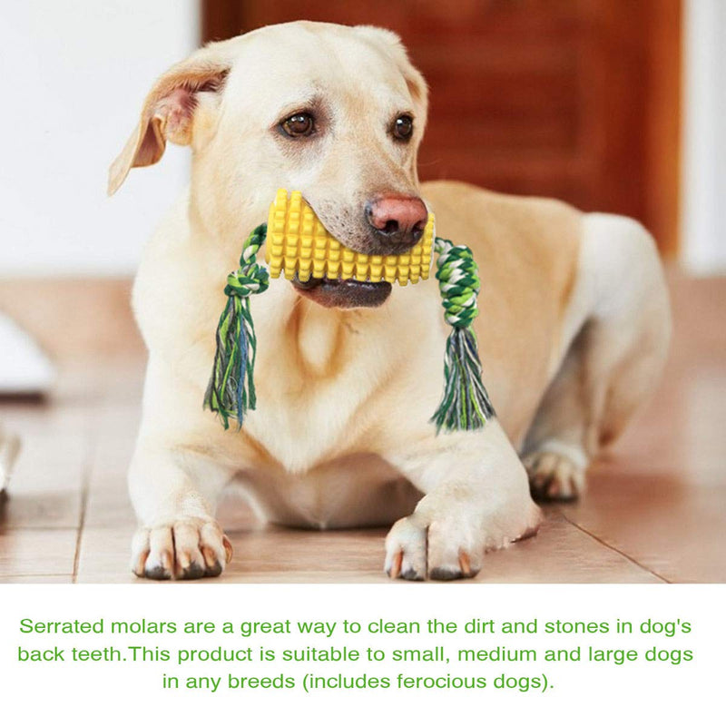 FONGKE Corn Dog Chew Toys, Indestructible Dog Toothbrush Toys with Rope for Medium Large Dogs Teething Cleaning Dental Care,Made of Healthy and Bite Resistant TPR Material - PawsPlanet Australia