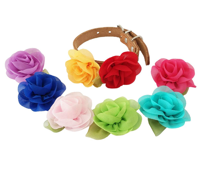 BIPY 8pcs 6cm Small Dogs Collar Flowers Bows Slides Decorative Collars Bow for Pet Cat Puppy Costumes Birthday Wedding Festival Grooming Accessories Attachment - PawsPlanet Australia