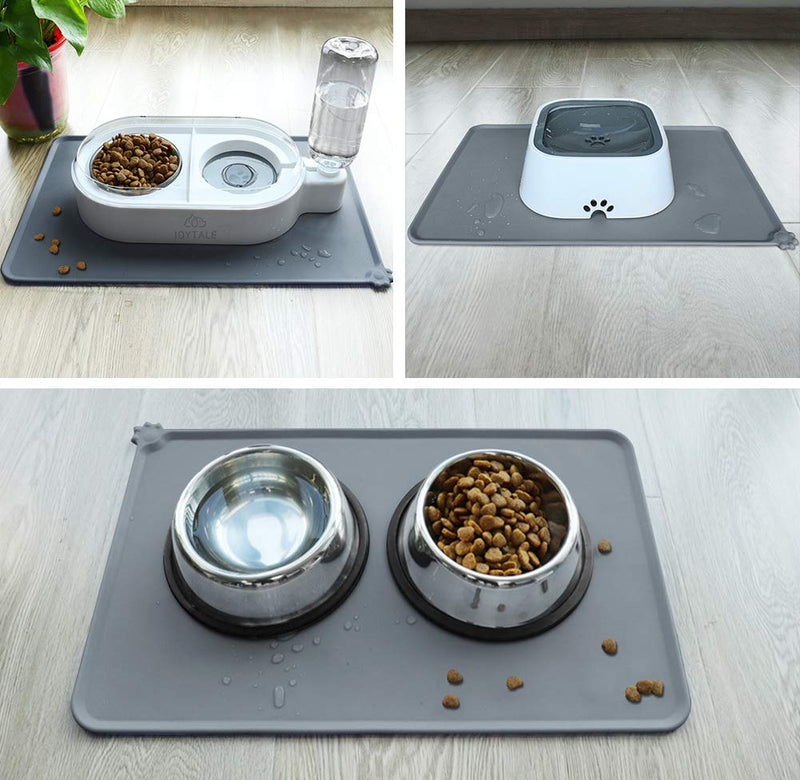 Joytale Silicone Pet Feeding Mat,Non Slip Waterproof Bowl Mat for Dog and Cat,47 x 30 cm,Grey 47 x 30 cm Grey - PawsPlanet Australia