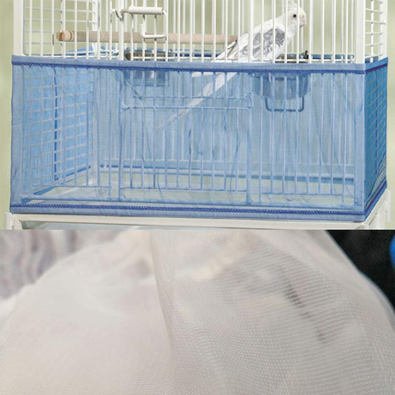[Australia] - ZARYIEEO Mesh Bird Seed Catcher, Birds Cage Net Cover, Stretchy Shell Soft Nylon Skirt with Adjustable Drawstring Large White 
