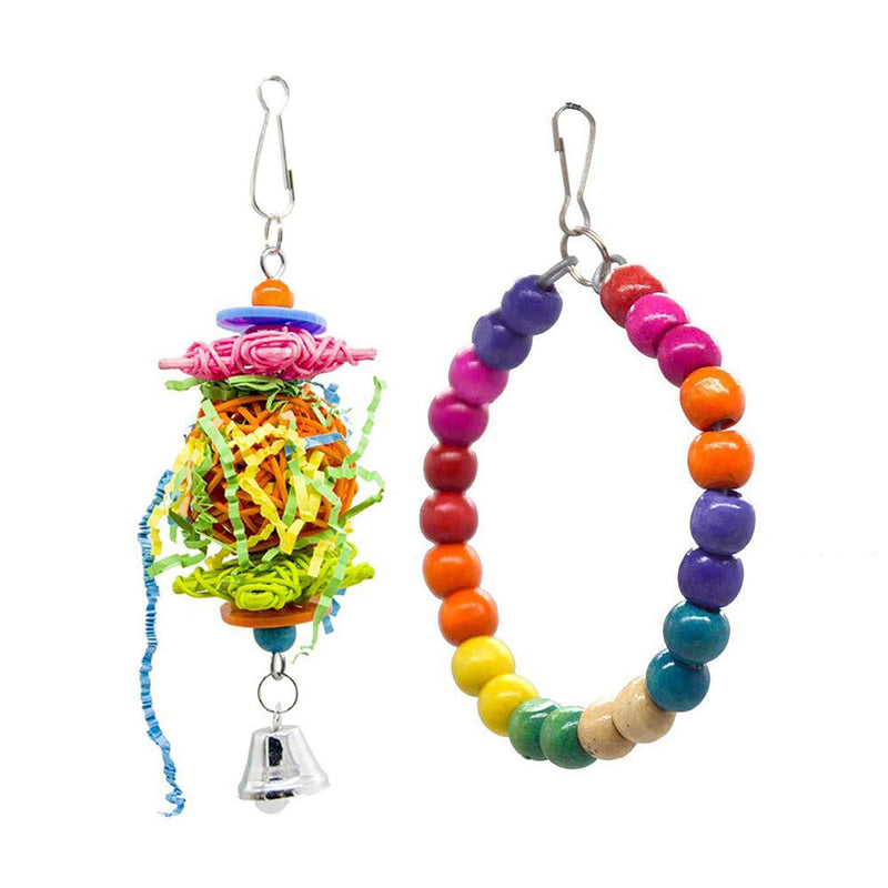 [Australia] - SHANTU 7 Packs Bird Swing Chewing Toys- Parrot Hammock Bell Toys Suitable for Small Parakeets, Cockatiels, Conures, Finches,Budgie,Macaws, Parrots, Love Birds 