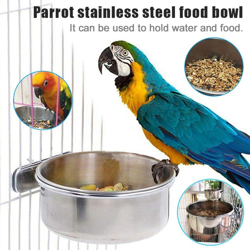 PINVNBY Parrot Food Water Bowls Bird Feeding Dish Cups Budgie Feeder with Clamp Stainless Steel Canaries Perches for Macaw Conure Lovebird Finch Small Animal 5 Pack - PawsPlanet Australia