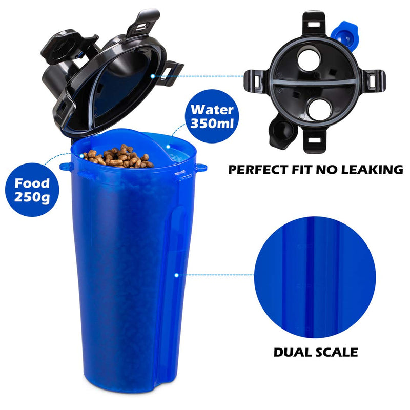 [Australia] - Dog Water Bottle for Walking, Portable Water Bottle for Dogs, with Collapsible Dog Water Bowl and Slow Feeder Bowl for Travel Blue 