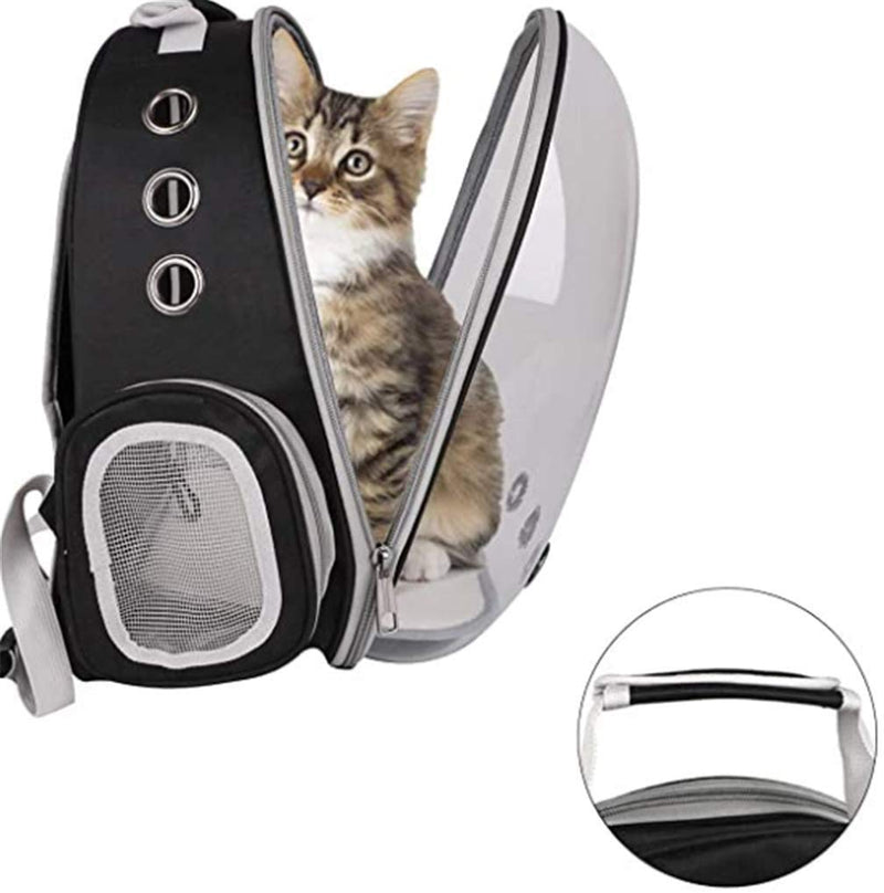 FancyWhoop Portable Pet Travel Breathable Backpack Pet Carrier Capsule Waterproof Transparent Breathable Space For Dog Cat Puppy-Black - PawsPlanet Australia