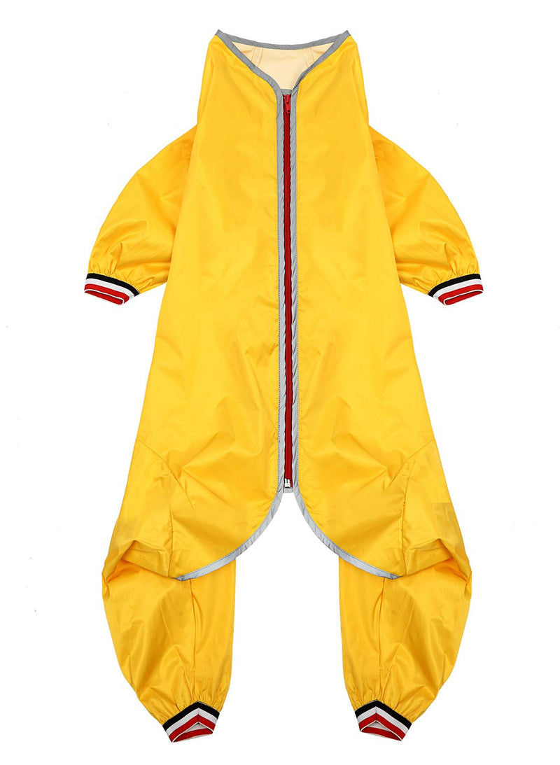 Dog raincoat, rain snow jacket, zipper in back, waterproof jumpsuit with collar hole and reflective strip - Yellow - XXXL - PawsPlanet Australia