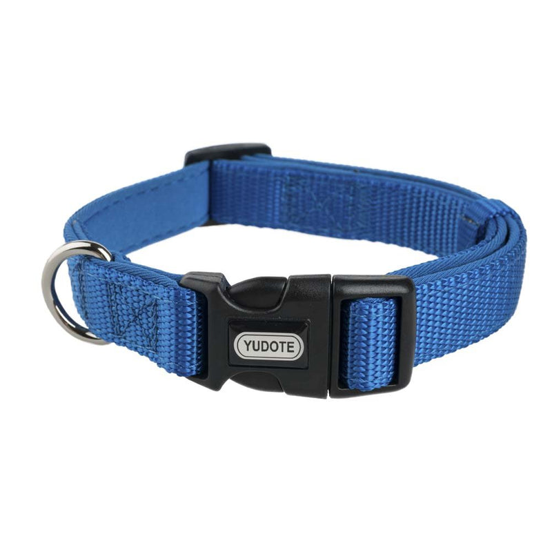 YUDOTE Adjustable Nylon Dog Collar with Soft Neoprene Padding for Medium Sized Dogs Neck 30-47cm Blue M: 30-47cm Neck; 2cm Width - PawsPlanet Australia