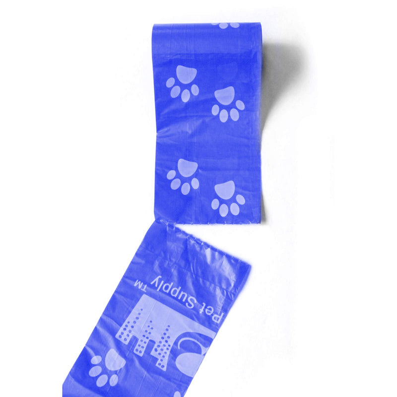 960 Pet Waste Bags, Dog Waste Bags, Bulk Poop Bags on a roll, Clean up poop bag refills - (Color: Blue with Paw Prints) + FREE Bone Dispenser by Pet Supply City - PawsPlanet Australia