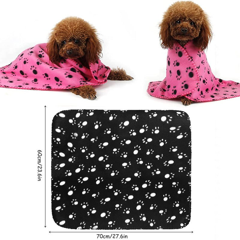 Pack of 6 Dog Blankets Soft Fleece Puppy Blankets Washable Sleep Mat Pad Bed Cover With Paw Print For Pets Cats Kitten Guinea Pig Anaimals(60 x 70cm/23.6 x 27.6 inch, Multicolor) - PawsPlanet Australia