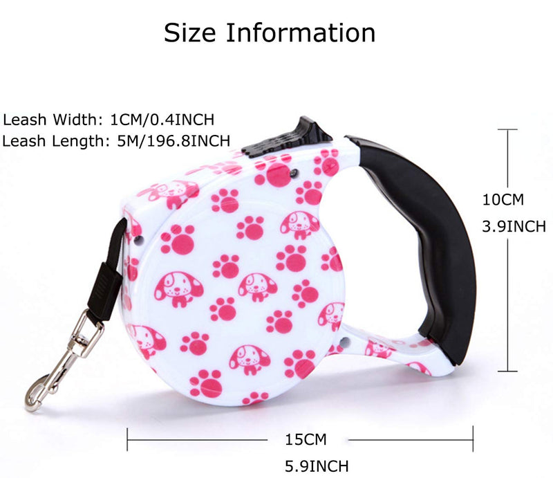 Sarekung Retractable Dog Leash, 360 Degree Tangle-Free Dog Leash for Heavy Duty up to 35kg/77 lbs, 5m/16ft Strong Nylon Strap with Anti-Slip Handle, One Hand Brake, Pause, Lock C - PawsPlanet Australia