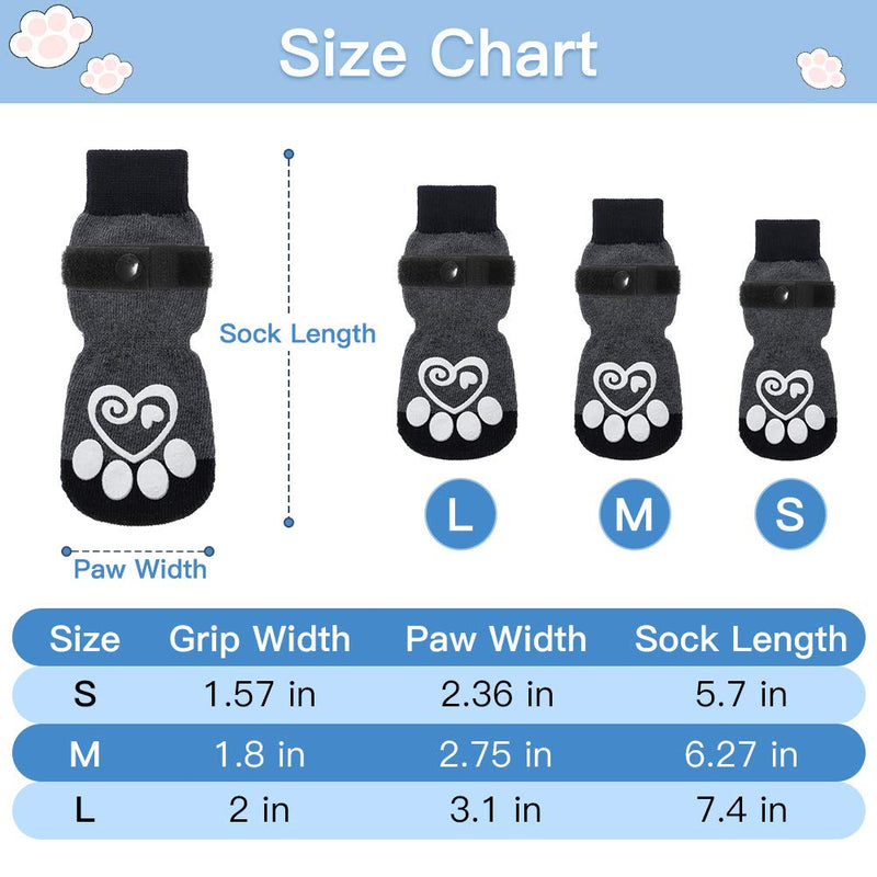 KOOLTAIL Double Side Anti-Slip Dog Socks - 2 Pairs Dog Paw Protector Traction Control Socks on Hardwood Floor Dog Boots Adjustable Dog Socks for Pet Indoor & Outdoor Walking Large - PawsPlanet Australia