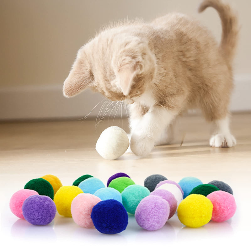 Molain Cat Toy Balls, 30 Pieces Soft Cat Balls Kitten Pom Poms Ball Cat Play Toy Indoor Cats Interactive Pompon Ball Toy 2.5 cm Multicolored - PawsPlanet Australia