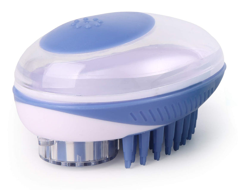 [Australia] - LuxPal 2 in 1 Cat and Dog Bath Brush Scrubber Shampoo Dispenser for Pet Grooming Deshedding Soft Silicone Bristles Perfect for Washing, Shampooing, Massaging Long,Short Hair, Remove Loose Fur Blue 