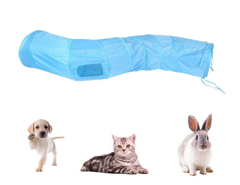 iCAGY Cat Tunnel for Indoor Cats Interactive, Rabbit Tunnel Toys, Pet Toys Play Tunnels for Cats Kittens Rabbits Puppies Crinkle Collapsible Pop Up 47" Blue - PawsPlanet Australia