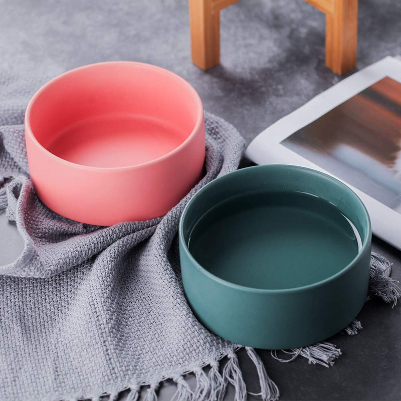 HCHLQLZ Green Ceramic Elevated Raised Cat Bowl with Wood Stand No Spill Pet Food Water Feeder Cats Small Dogs - PawsPlanet Australia