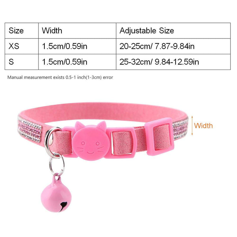 HEEPDD Cat Collars, Colorful Adjustable Buckle PU Leather Necklace Necktie Quick Release Safety Kitten Collar with Bells for Daily Party Photoshot (S-Pink) S Pink - PawsPlanet Australia