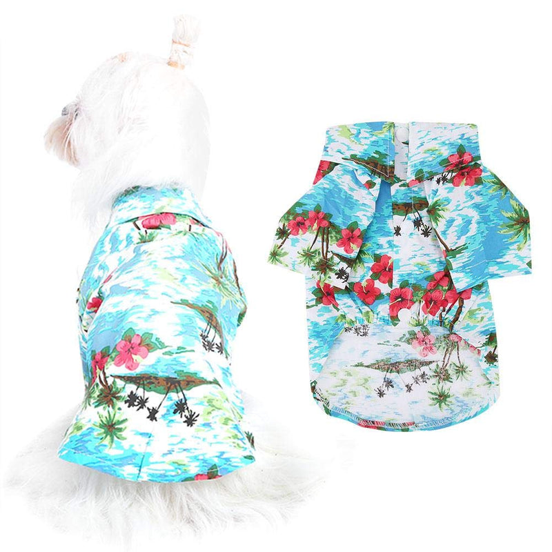 Pet Hawaiian Shirt Fashionable Breathable Dog Summer T-Shirt Comfortable Seaside Resort Style Pet Clothes Puppy Clothing for Small to Medium Dogs Cats(L) L - PawsPlanet Australia