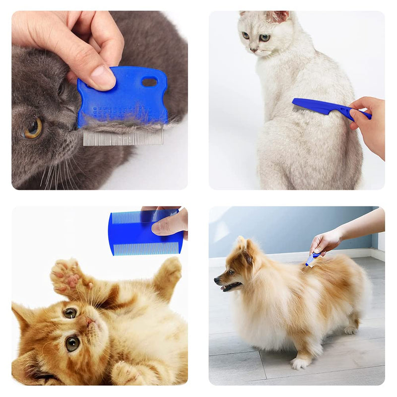 BAOSROY Flea Comb for Cats, lice comb, flea comb for dogs, flea comb, lice comb for dogs, tear stain remover comb, grooming comb for dogs and cats, dust comb for cats, lice comb stainless steel, for cats and dogs, 4 pieces - PawsPlanet Australia