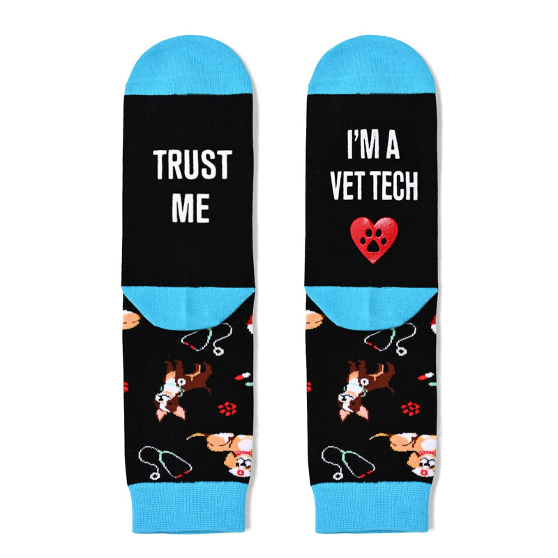 HAPPYPOP Unisex Veterinarian Socks With Trust Me I'M A Vet Tech, Vet Tech Veterinary Veterinarian Gifts - PawsPlanet Australia