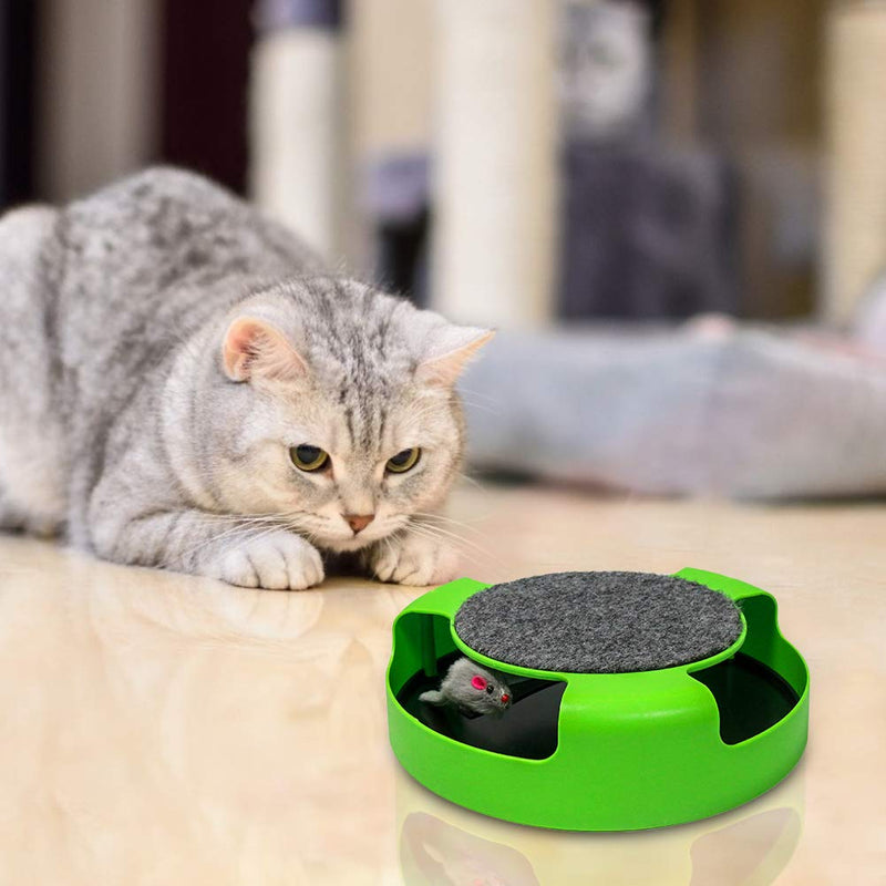 [Australia] - Pasking Interactive Cat Toy, Catch The Mouse Cat Toy with a Running Mouse and a Scratching Pad, Cat Scratcher Catnip Toy, Quality Kitten Toys, Green 