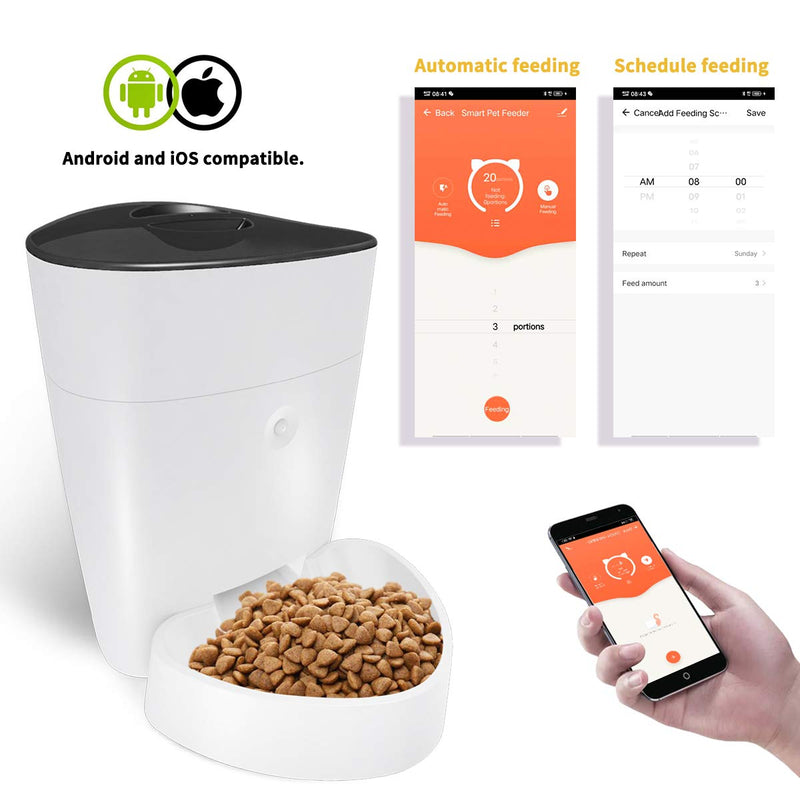 Automatic Pet Feeder, Wi-fi Dog Cat Food Dispenser with Food Bowl,programmable Timer Up to 8 Meals Per Day, Smart Pet Feeder Controlled by Phone - PawsPlanet Australia