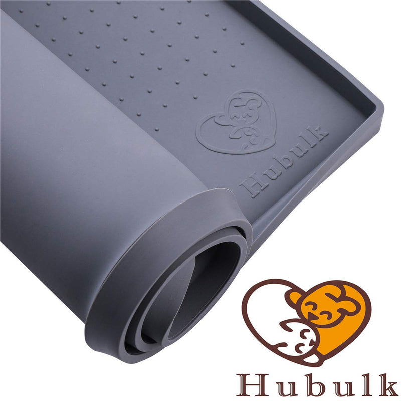 [Australia] - Hubulk Dog Cat Food Feeding Mat L (19"x12") XL (24"x16") or XXL (32X24) 0.5" & 1" inch Raised Edge Silicone Non Slip Waterproof Pet Food Mat Dog Bowl Placemat Large Grey 