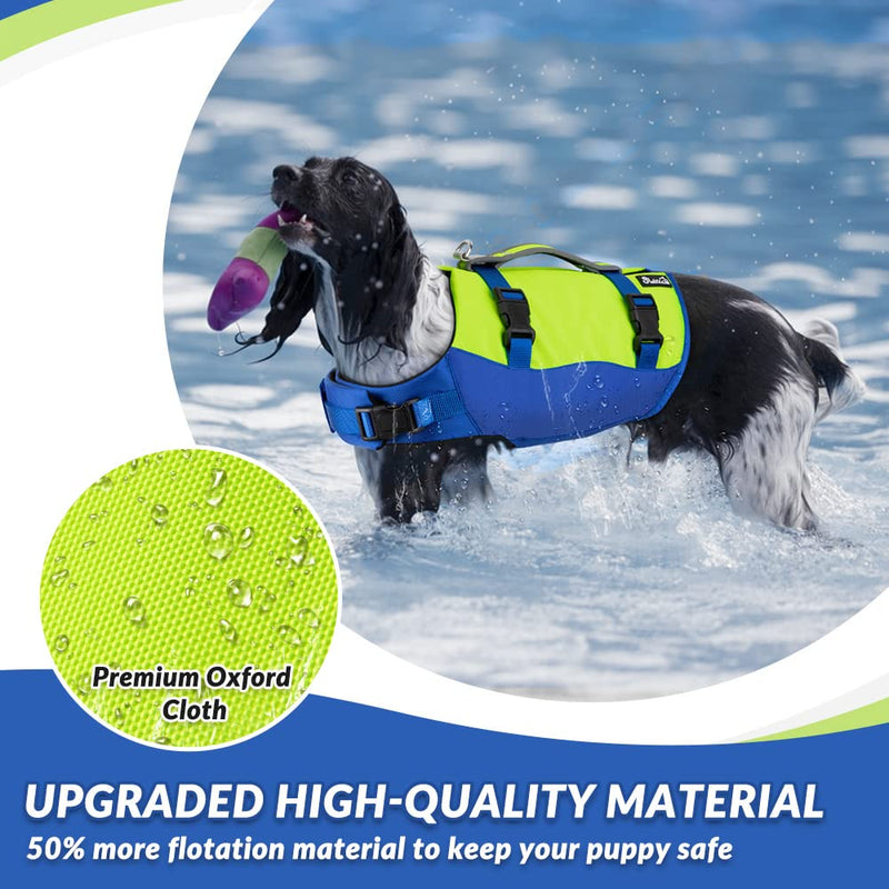 SlowTon Dog Life Jackets, Neoprene Enhanced Buoyancy Aid Adjustable Pet Swim Float Lifejacket with Reflective Rescue Handle, Dogs Safety Lifesaver Vests for Surfing Boating Pool Beach Sea XS Yellow - PawsPlanet Australia