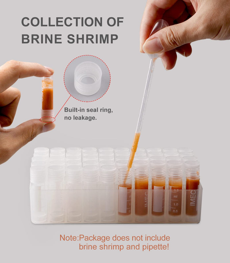 Clscea Aquarium Baby Brine Shrimp Dispense Storage Container Collection Tubes Kit for Brine Shrimp Hatchery 50 x 1.8 ml - PawsPlanet Australia