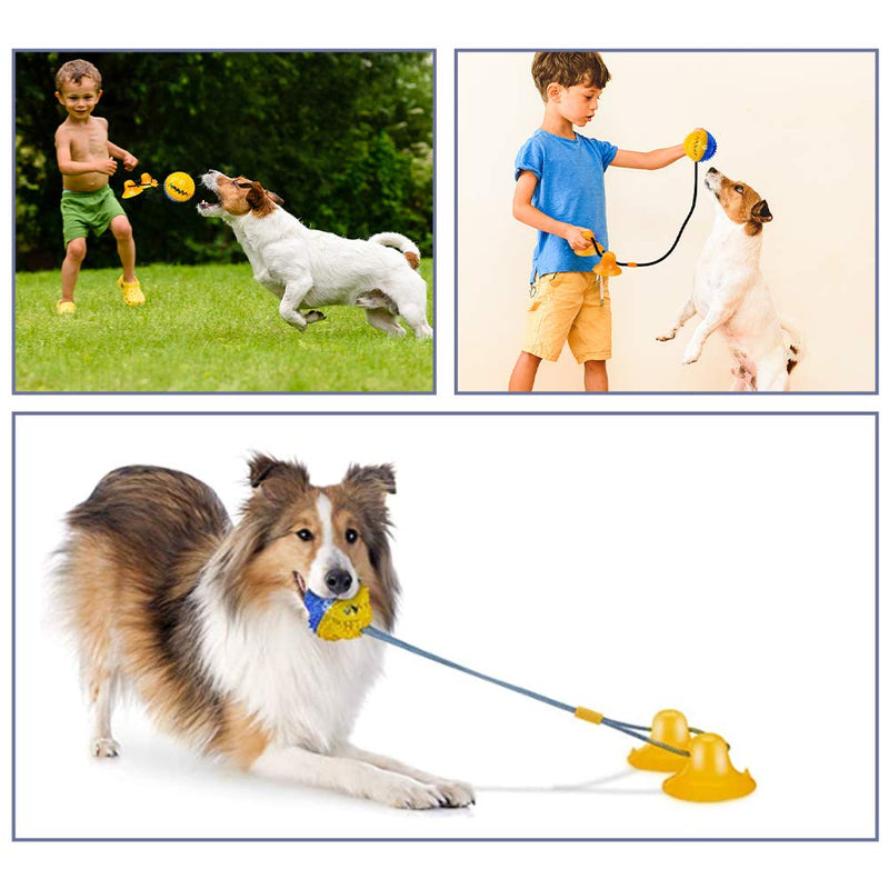 Zily [Upgrade] Dog Chew Toys for Aggressive Chewers,Rope Toys with 2 Suction Cup for Puppies Teething,Boredom,Tug of War, Slow Feeding, Teeth Cleaning and Training Ball Toy yellow - PawsPlanet Australia