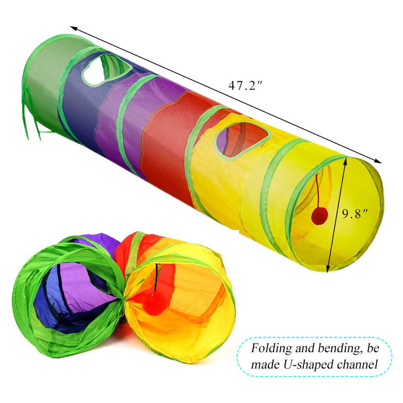 Aiky Cat Tunnel, Cat Tunnels for Indoor Cats, Long Tube Cat Toys, Collapsible Kitty Tunnel Bored Cat Pet Toys with Toy Ball, 2 Peek Hole for Cat, Puppy, Kitten, Rabbit - PawsPlanet Australia