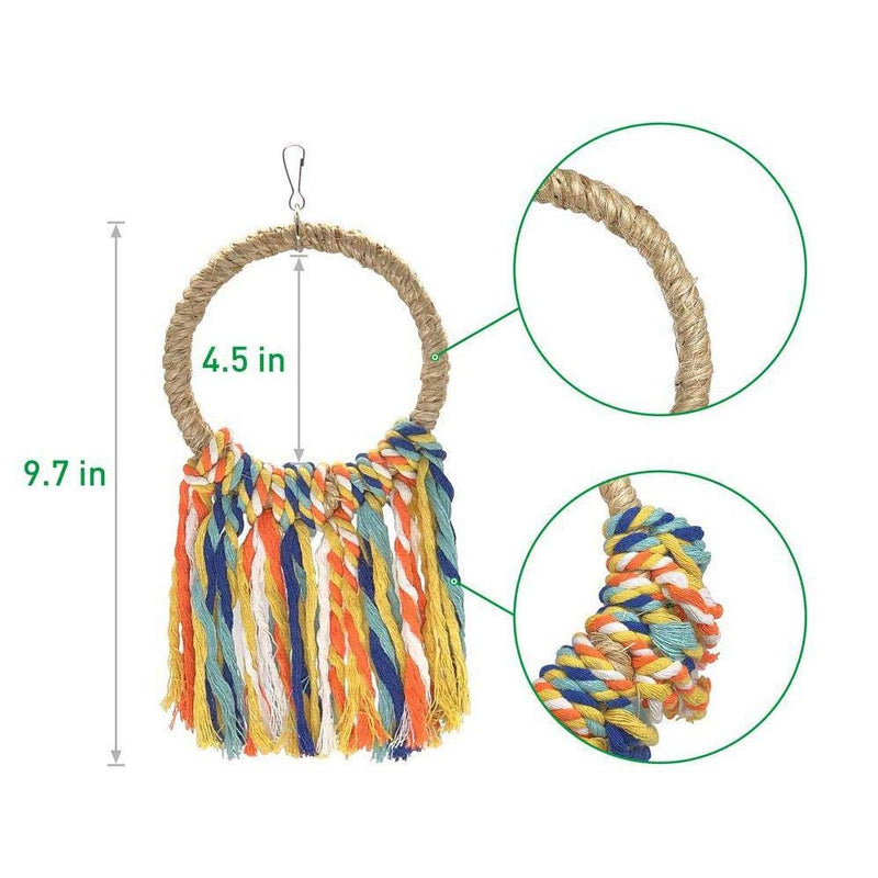 [Australia] - Umiwe 6 Pcs Pet Bird Parrot Cage Toy, Parakeet Bird Chewing Toys Perches Swing Hanging Toys with Colorful Wood Beads Bells Sepak Takraw for Conures Parrots Cockatiels Macaws Finches 