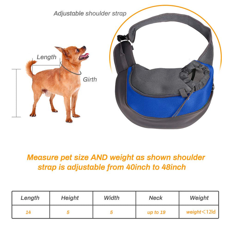 Zwini Pet Carrier Hand Free Sling Puppy Carry Bag Small Dog Cat Traverl Carrier with Breathable Mesh Pouch for Outdoor Travel Walking Subway 12LB (Blue) Blue - PawsPlanet Australia