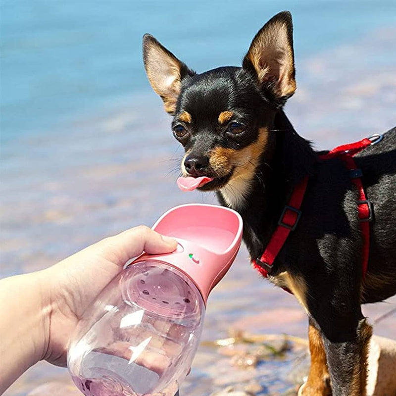 Amasawa Dog Water Bottle,350 ml Pet Drinking Bottle,Portable Pet Water Bottle,Dog Cat Drinking Bottle,For Outdoor, Hiking, Hiking, Travel (Pink) - PawsPlanet Australia