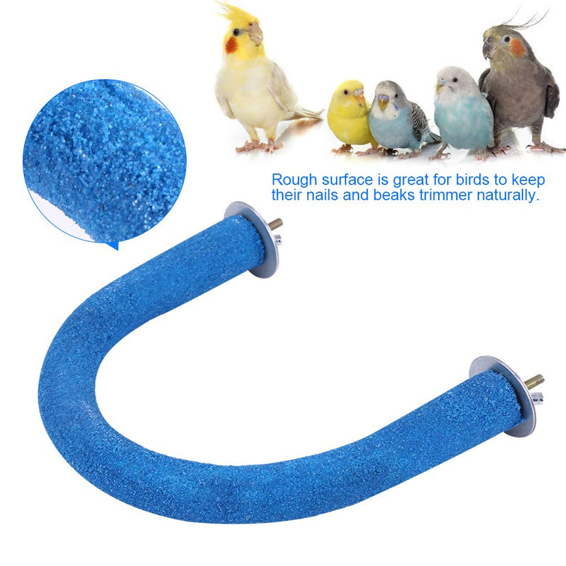 Fdit Parrot Pet Bird Rough-Surfaced Wooden Perch Stand Rack Cage Toy for Beak Paw Grinding 4.8 * 6.4In(Blue) - PawsPlanet Australia